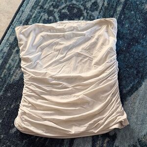 Abercrombie & Fitch White Strapless Tube Top with Ruched Detail